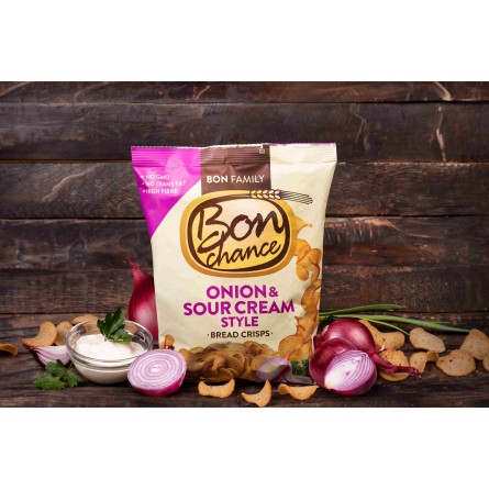 BON CHANCE BREAD CRISPS WITH SEASONING MIX OF ONION AND SOUR CREAM FLAVOUR 240 G X 15 PCS