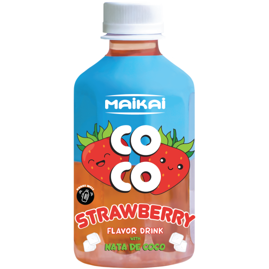MAIKAI НАПИТОК СО ВКУСОМ КЛУБНИКИ С ЖЕЛЕ КУБИКАМИ 280МЛ X 24 ШТ