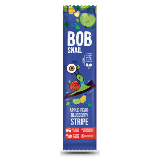 Maiustus BOB SNAIL PIRNI-MUSTIKAS-ÕUNARIBAKE 14 G X 30 TK
