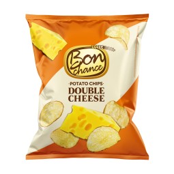 КАРТОФЕЛЬНЫЕ ЧИПСЫ BON CHANCE СО ВКУСОМ ДВОЙНОГО СЫРА 130 Г X 15 ШТ