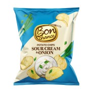 КАРТОФЕЛЬНЫЕ ЧИПСЫ BON CHANCE СО ВКУСОМ СМЕТАНЫ И ЛУКА 130 Г X 15 ШТ